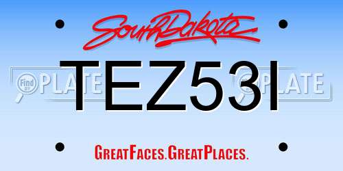 TEZ53I South Dakota License Plate