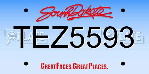 TEZ5593 South Dakota License Plate