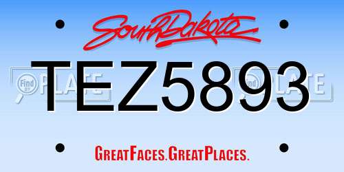 TEZ5893 South Dakota License Plate