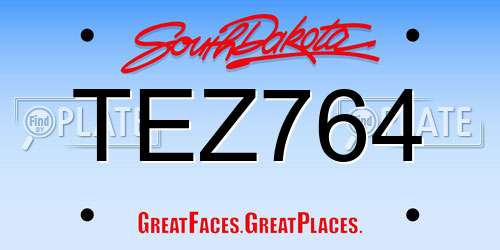 TEZ764 South Dakota License Plate