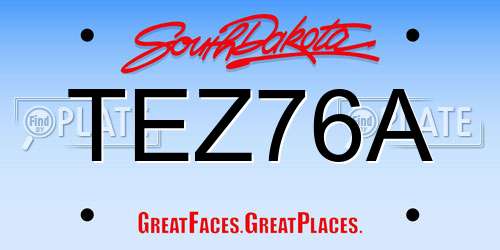 TEZ76A South Dakota License Plate