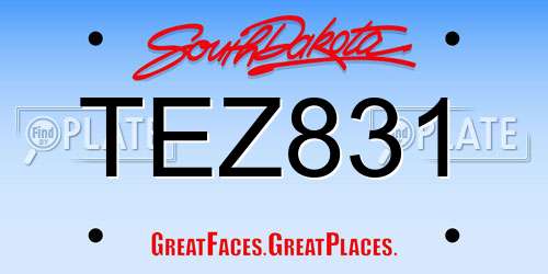 TEZ831 South Dakota License Plate