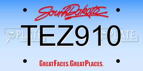 TEZ910 South Dakota License Plate