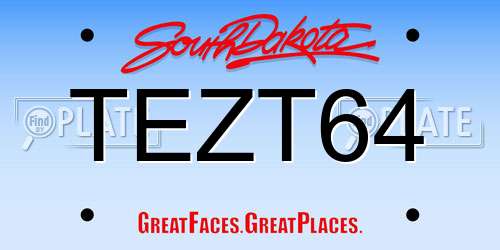 TEZT64 South Dakota License Plate