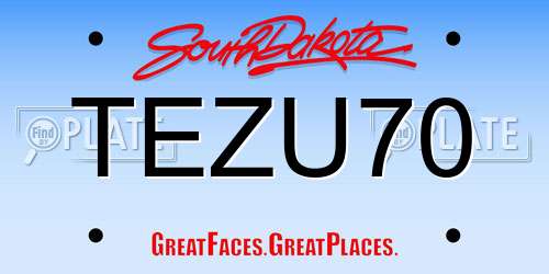 TEZU70 South Dakota License Plate