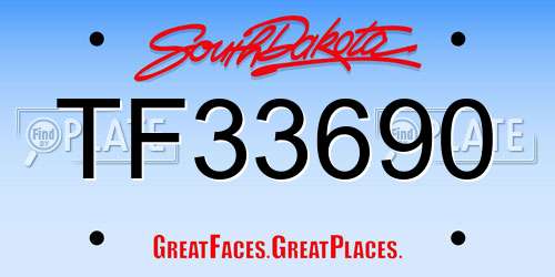 TF33690 South Dakota License Plate