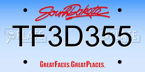 TF3D355 South Dakota License Plate