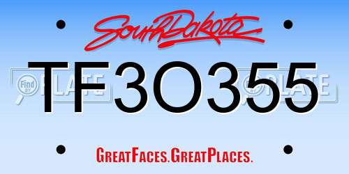 TF3O355 South Dakota License Plate