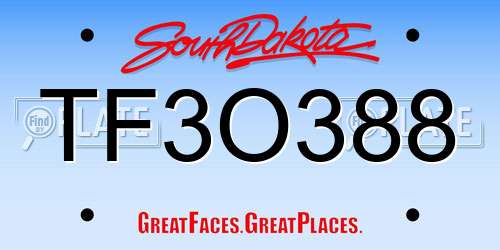 TF3O388 South Dakota License Plate
