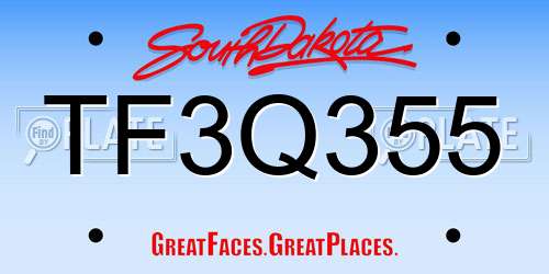 TF3Q355 South Dakota License Plate