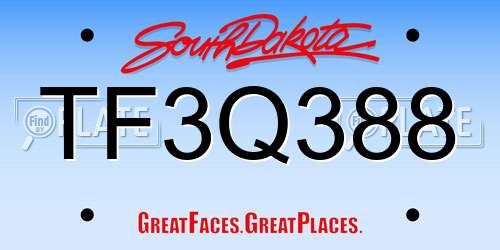 TF3Q388 South Dakota License Plate