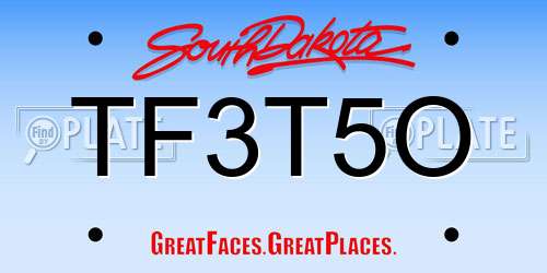 TF3T5O South Dakota License Plate