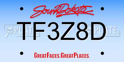 TF3Z8D South Dakota License Plate