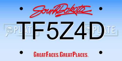 TF5Z4D South Dakota License Plate