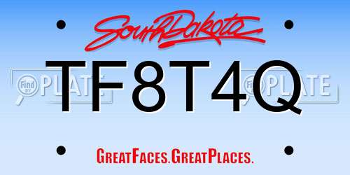 TF8T4Q South Dakota License Plate