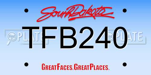 TFB240 South Dakota License Plate