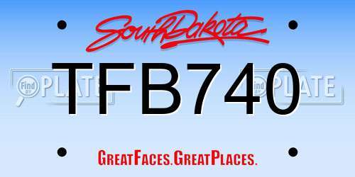 TFB740 South Dakota License Plate