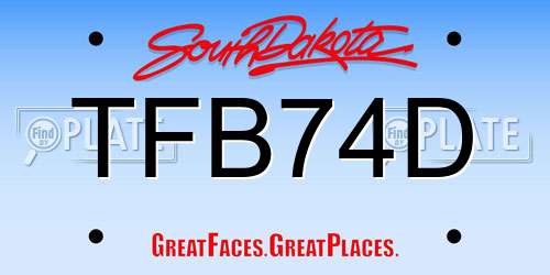 TFB74D South Dakota License Plate