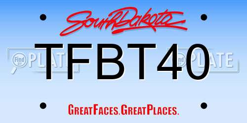 TFBT40 South Dakota License Plate