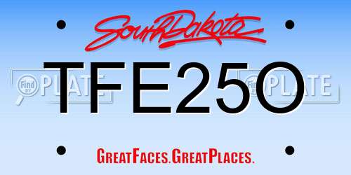 TFE25O South Dakota License Plate