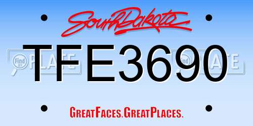 TFE3690 South Dakota License Plate