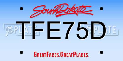 TFE75D South Dakota License Plate