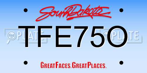 TFE75O South Dakota License Plate