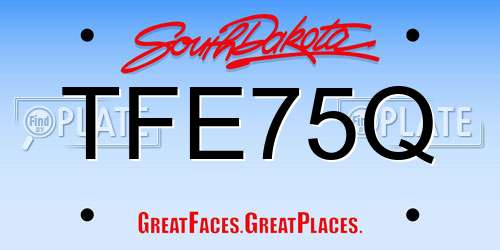 TFE75Q South Dakota License Plate