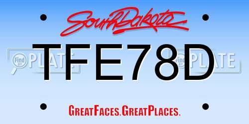 TFE78D South Dakota License Plate