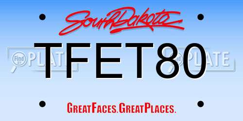 TFET80 South Dakota License Plate