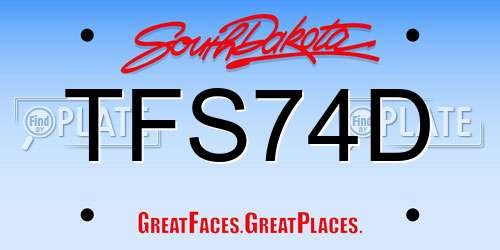 TFS74D South Dakota License Plate