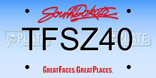 TFSZ40 South Dakota License Plate