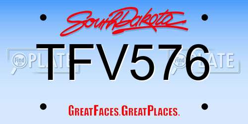 TFV576 South Dakota License Plate