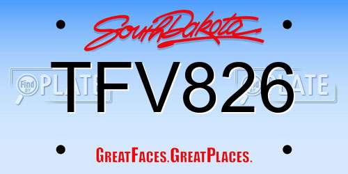 TFV826 South Dakota License Plate