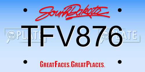 TFV876 South Dakota License Plate