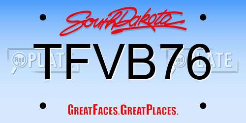 TFVB76 South Dakota License Plate