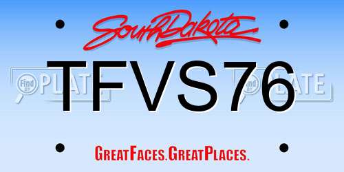 TFVS76 South Dakota License Plate