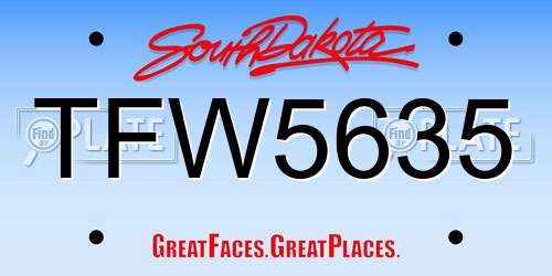 TFW5635 South Dakota License Plate