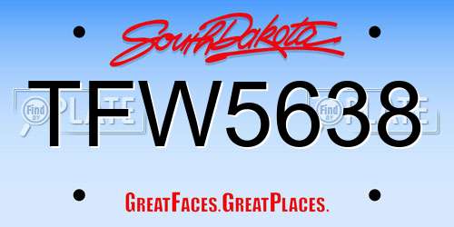 TFW5638 South Dakota License Plate