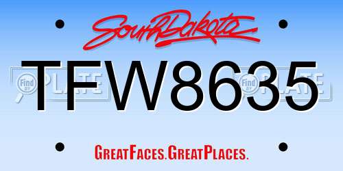 TFW8635 South Dakota License Plate