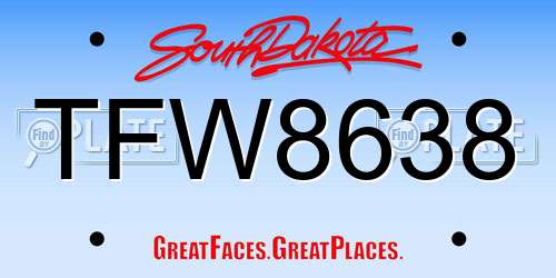 TFW8638 South Dakota License Plate