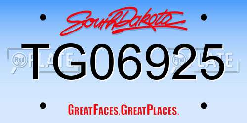 TG06925 South Dakota License Plate