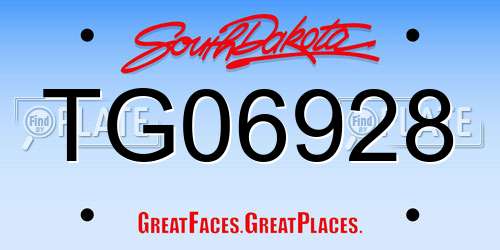 TG06928 South Dakota License Plate