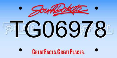 TG06978 South Dakota License Plate