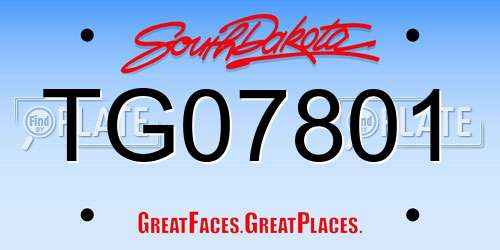 TG07801 South Dakota License Plate