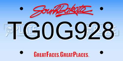 TG0G928 South Dakota License Plate