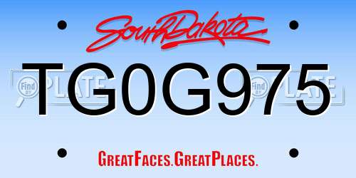 TG0G975 South Dakota License Plate