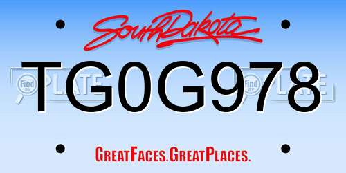 TG0G978 South Dakota License Plate