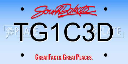 TG1C3D South Dakota License Plate