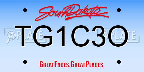 TG1C3O South Dakota License Plate